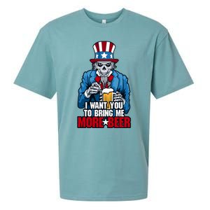 I Want You To Bring Me More Beer 4th Of July Uncle Sam Skull Cute Gift Sueded Cloud Jersey T-Shirt