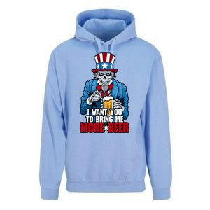 I Want You To Bring Me More Beer 4th Of July Uncle Sam Skull Cute Gift Unisex Surf Hoodie