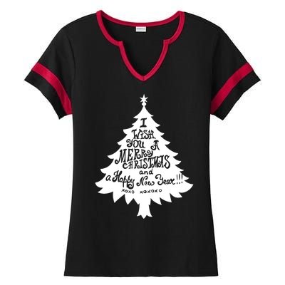 I Wish You A Merry Christmas And A Happy New Year Ladies Halftime Notch Neck Tee