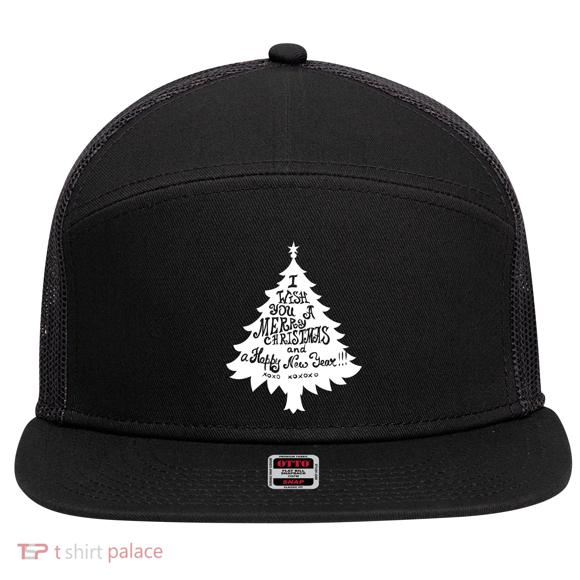 I Wish You A Merry Christmas And A Happy New Year 7 Panel Mesh Trucker Snapback Hat
