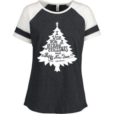 I Wish You A Merry Christmas And A Happy New Year Enza Ladies Jersey Colorblock Tee