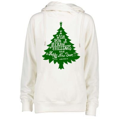 I Wish You A Merry Christmas And A Happy New Year Womens Funnel Neck Pullover Hood