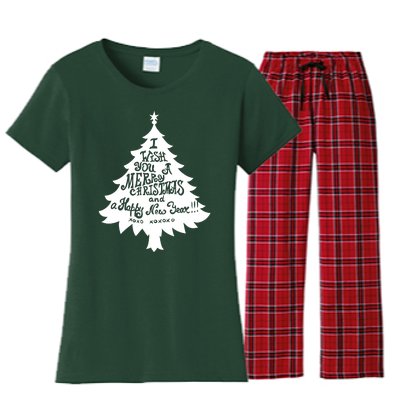 I Wish You A Merry Christmas And A Happy New Year Women's Flannel Pajama Set