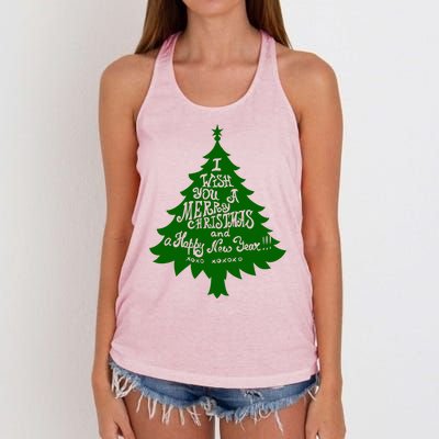 I Wish You A Merry Christmas And A Happy New Year Women's Knotted Racerback Tank