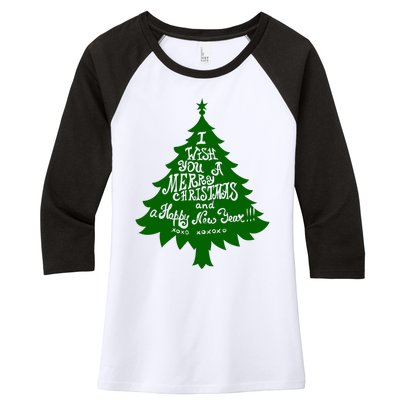 I Wish You A Merry Christmas And A Happy New Year Women's Tri-Blend 3/4-Sleeve Raglan Shirt