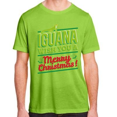 Iguana Wish You A Merry Christmas! Funny Pun Xmas Guana Pet Gift Adult ChromaSoft Performance T-Shirt