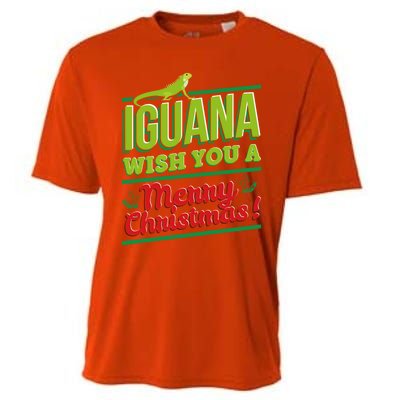 Iguana Wish You A Merry Christmas! Funny Pun Xmas Guana Pet Gift Cooling Performance Crew T-Shirt