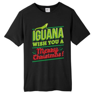 Iguana Wish You A Merry Christmas! Funny Pun Xmas Guana Pet Gift Tall Fusion ChromaSoft Performance T-Shirt