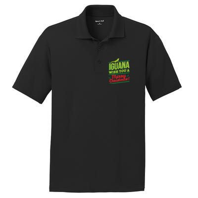 Iguana Wish You A Merry Christmas! Funny Pun Xmas Guana Pet Gift PosiCharge RacerMesh Polo