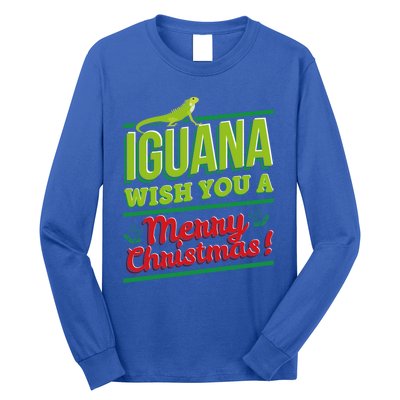 Iguana Wish You A Merry Christmas! Funny Pun Xmas Guana Pet Gift Long Sleeve Shirt