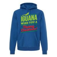 Iguana Wish You A Merry Christmas! Funny Pun Xmas Guana Pet Gift Premium Hoodie