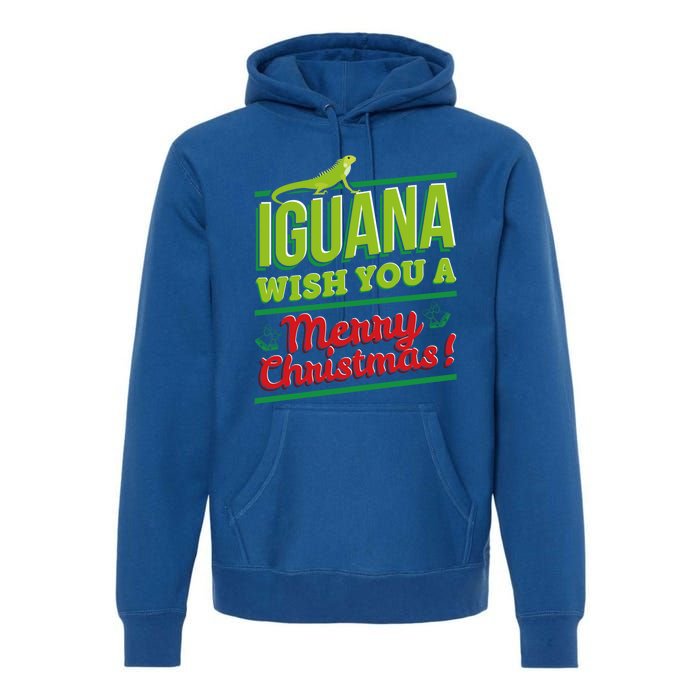 Iguana Wish You A Merry Christmas! Funny Pun Xmas Guana Pet Gift Premium Hoodie