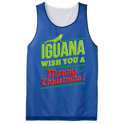 Iguana Wish You A Merry Christmas! Funny Pun Xmas Guana Pet Gift Mesh Reversible Basketball Jersey Tank