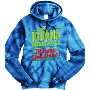 Iguana Wish You A Merry Christmas! Funny Pun Xmas Guana Pet Gift Tie Dye Hoodie