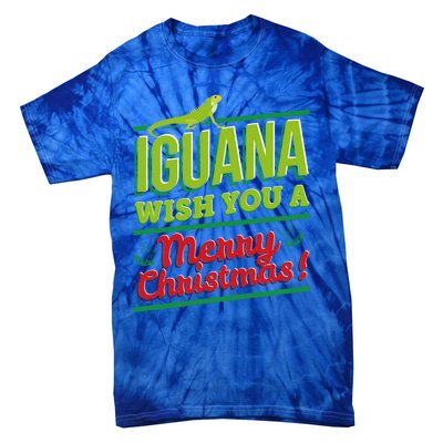 Iguana Wish You A Merry Christmas! Funny Pun Xmas Guana Pet Gift Tie-Dye T-Shirt