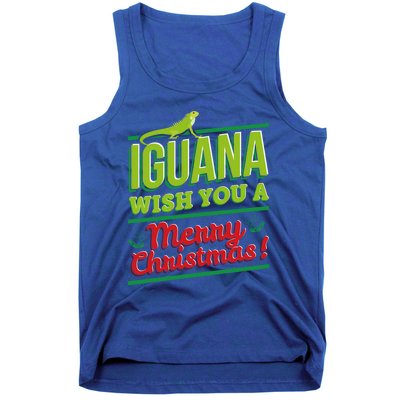 Iguana Wish You A Merry Christmas! Funny Pun Xmas Guana Pet Gift Tank Top