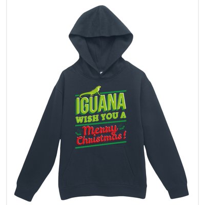 Iguana Wish You A Merry Christmas! Funny Pun Xmas Guana Pet Gift Urban Pullover Hoodie