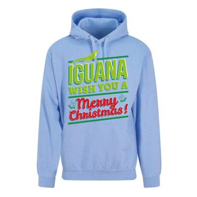 Iguana Wish You A Merry Christmas! Funny Pun Xmas Guana Pet Gift Unisex Surf Hoodie