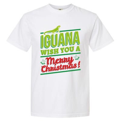 Iguana Wish You A Merry Christmas! Funny Pun Xmas Guana Pet Gift Garment-Dyed Heavyweight T-Shirt