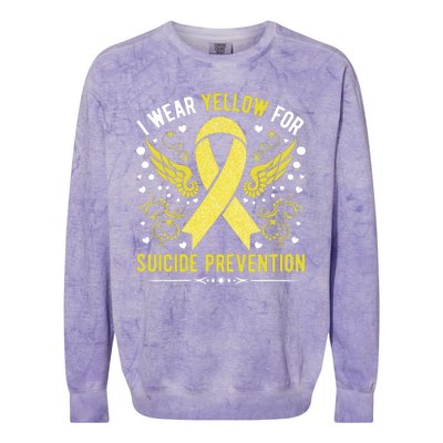 I Wear Yellow For Suicide Prevention Awareness Colorblast Crewneck Sweatshirt