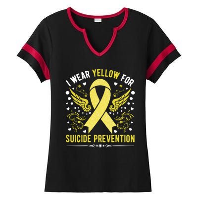 I Wear Yellow For Suicide Prevention Awareness Ladies Halftime Notch Neck Tee