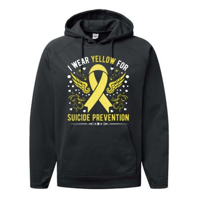 I Wear Yellow For Suicide Prevention Awareness Performance Fleece Hoodie