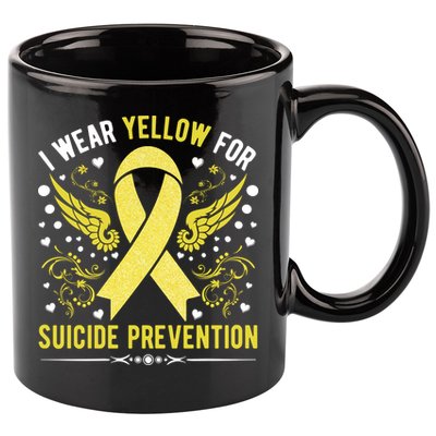 I Wear Yellow For Suicide Prevention Awareness 11oz C Handle Ceramic Mug