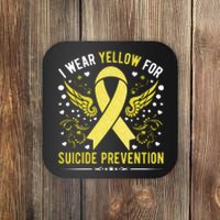 I Wear Yellow For Suicide Prevention Awareness Coaster