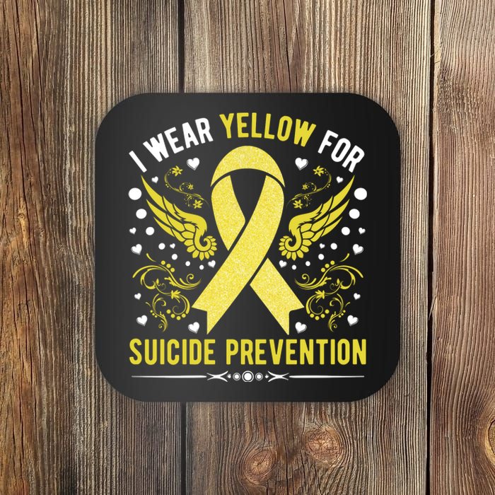 I Wear Yellow For Suicide Prevention Awareness Coaster