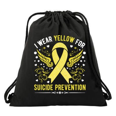 I Wear Yellow For Suicide Prevention Awareness Drawstring Bag