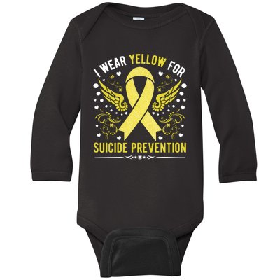 I Wear Yellow For Suicide Prevention Awareness Baby Long Sleeve Bodysuit