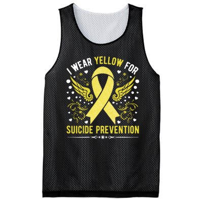 I Wear Yellow For Suicide Prevention Awareness Mesh Reversible Basketball Jersey Tank