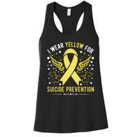 I Wear Yellow For Suicide Prevention Awareness Women's Racerback Tank