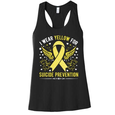 I Wear Yellow For Suicide Prevention Awareness Women's Racerback Tank