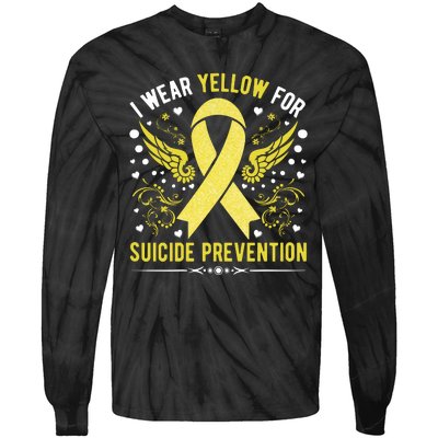 I Wear Yellow For Suicide Prevention Awareness Tie-Dye Long Sleeve Shirt