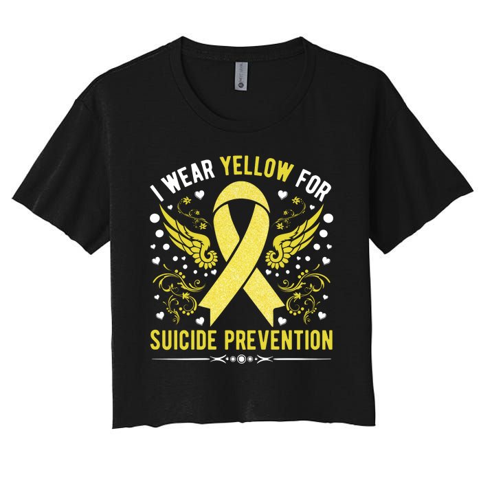 I Wear Yellow For Suicide Prevention Awareness Women's Crop Top Tee