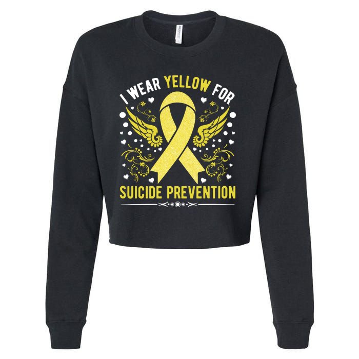 I Wear Yellow For Suicide Prevention Awareness Cropped Pullover Crew