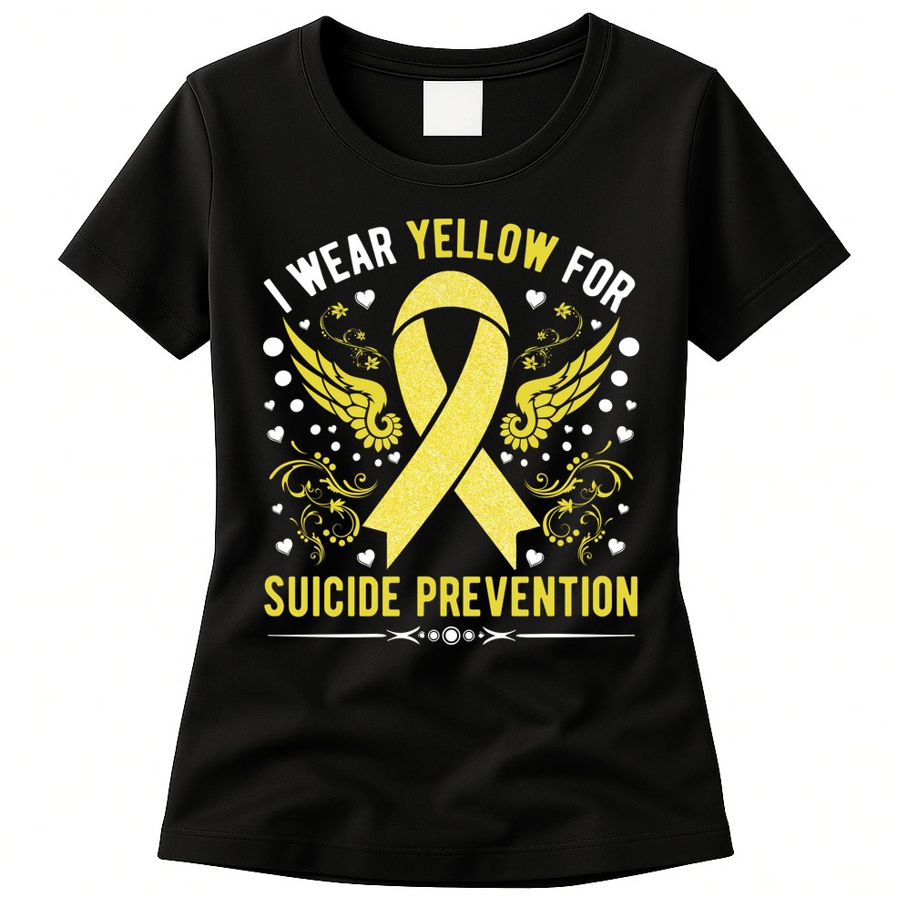 I Wear Yellow For Suicide Prevention Awareness Womens T-Shirt