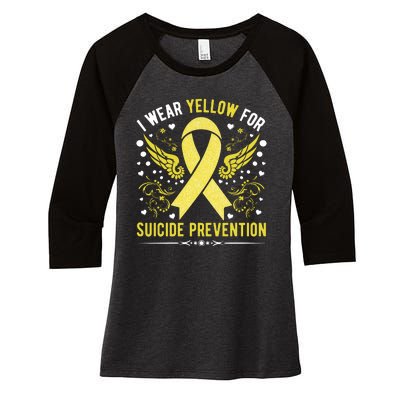 I Wear Yellow For Suicide Prevention Awareness Women's Tri-Blend 3/4-Sleeve Raglan Shirt