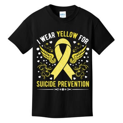 I Wear Yellow For Suicide Prevention Awareness Kids T-Shirt