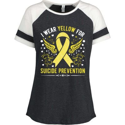 I Wear Yellow For Suicide Prevention Awareness Enza Ladies Jersey Colorblock Tee