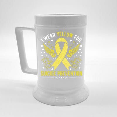 I Wear Yellow For Suicide Prevention Awareness Beer Stein