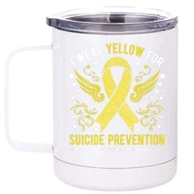 I Wear Yellow For Suicide Prevention Awareness 12 oz Stainless Steel Tumbler Cup