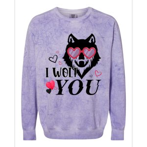 I Wolf You Cool Gift Happy Valentines Day Gift Colorblast Crewneck Sweatshirt