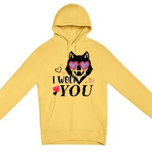 I Wolf You Cool Gift Happy Valentines Day Gift Premium Pullover Hoodie