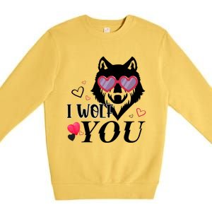 I Wolf You Cool Gift Happy Valentines Day Gift Premium Crewneck Sweatshirt