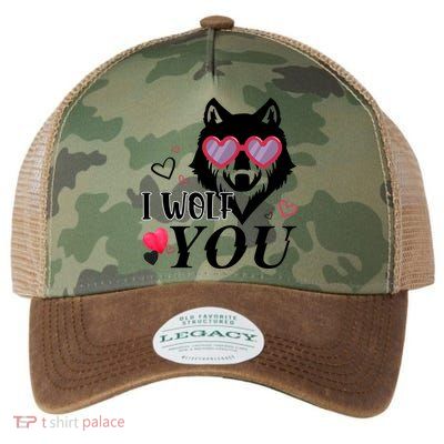 I Wolf You Cool Gift Happy Valentines Day Gift Legacy Tie Dye Trucker Hat