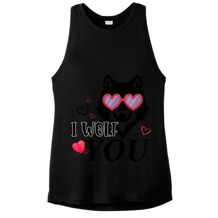 I Wolf You Cool Gift Happy Valentines Day Gift Ladies PosiCharge Tri-Blend Wicking Tank