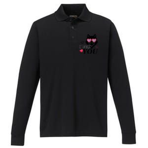 I Wolf You Cool Gift Happy Valentines Day Gift Performance Long Sleeve Polo