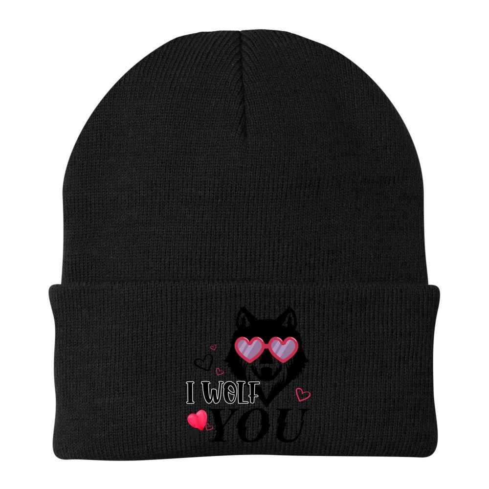 I Wolf You Cool Gift Happy Valentines Day Gift Beanie